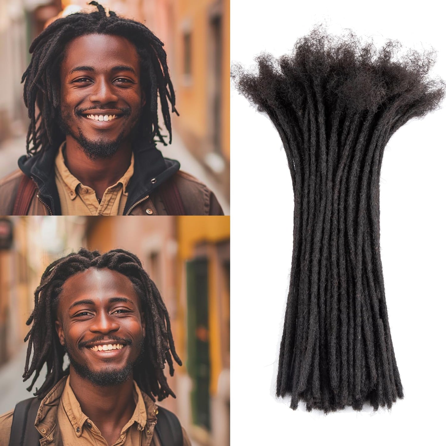 Teresa 10 Inch 0.2Cm Width Loc Extension Human Hair Natural Black 40 Strands Full Hand-Made Permanent Locs Extensions Can Be Dye