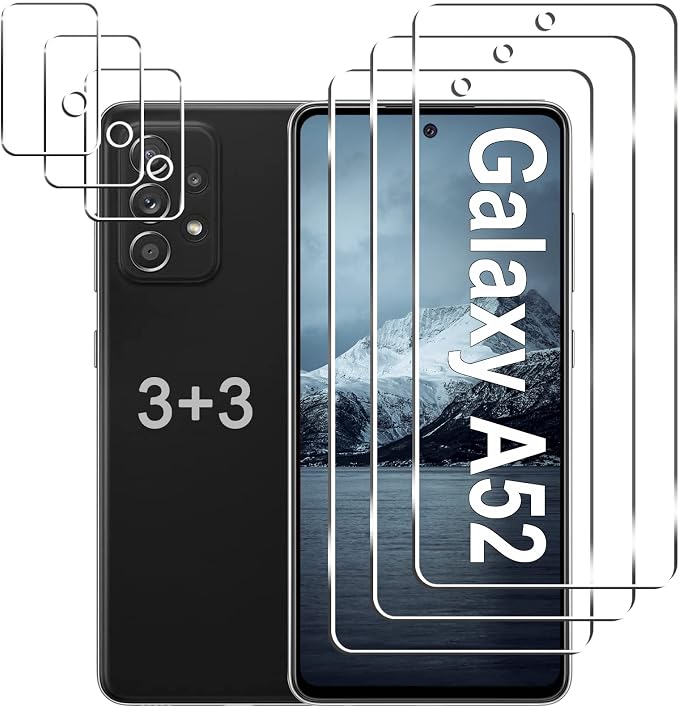 Galaxy A52 5G Screen Protector + Camera Lens Protector, 9H Tempered Glass Film