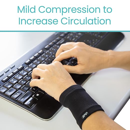 Vive Wrist Compression Sleeves for Women & Men (Pair) - Elastic Support Wristband for Pain Relief & Circulation - Wrist Support for Carpal Tunnel, Arthritis, Tendonitis - Great for Sports Injury