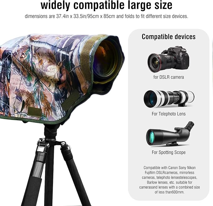 Camera Rain Cover with Openable Viewing Window & Strap Mountable Design