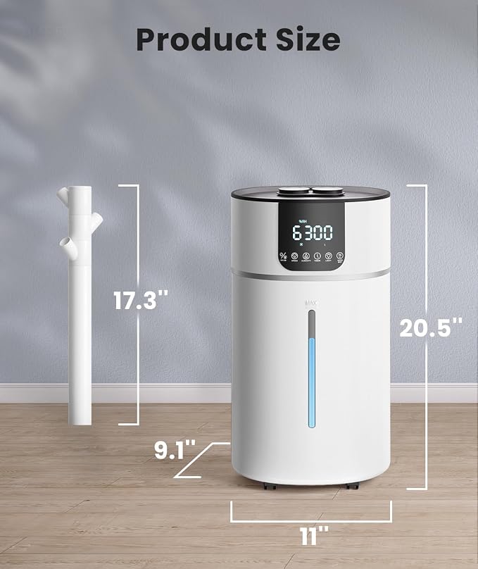 AreShark 4.2 Gal/16L Humidifier Large Room, Cool Warm Mist 2000ft² Whole House Air Humidifiers for Bedroom, Plants, Adults, 60H Runtime, Humidity Setting, Easy to Clean, Top Fill, Extension Tube