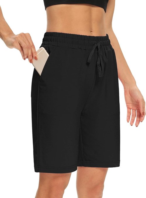DIBAOLONG Women's Yoga Shorts - Comfy Loose Fit Bermuda Shorts with 3 Pockets | Perfect for Lounging