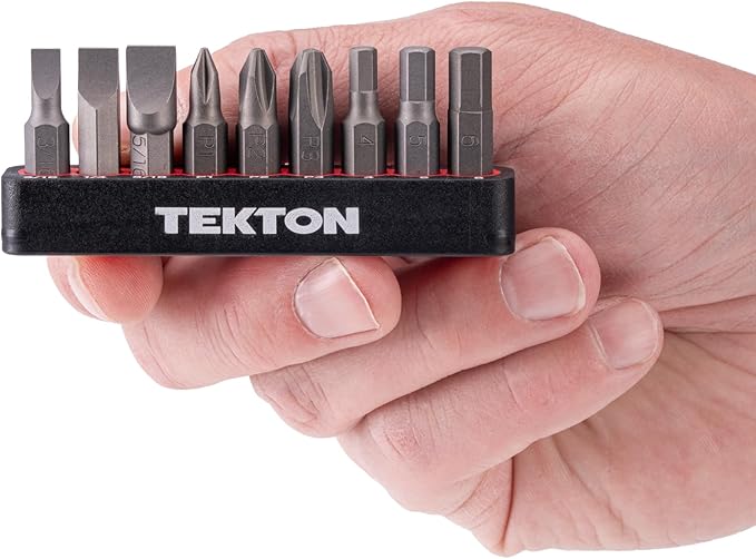 TEKTON 1/4 Inch Hex, Phillips, Slotted Bit Set with Rail (9-Piece) | DZZ93004