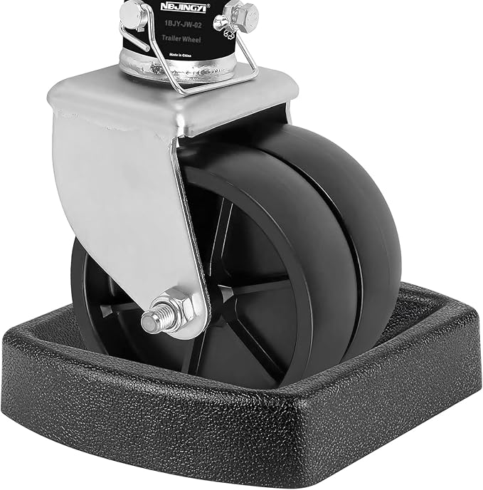 Jack Wheel Chock, Heavy Duty Reinforced Dual Trailer Swirl Jack Caster Wheel Dock, Rubber Double Wheel Chock for Caravans and Trailers Camper Tent