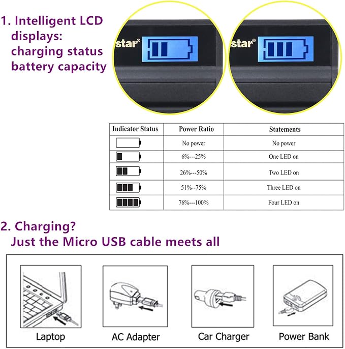 Kastar Battery & LCD Slim USB Charger