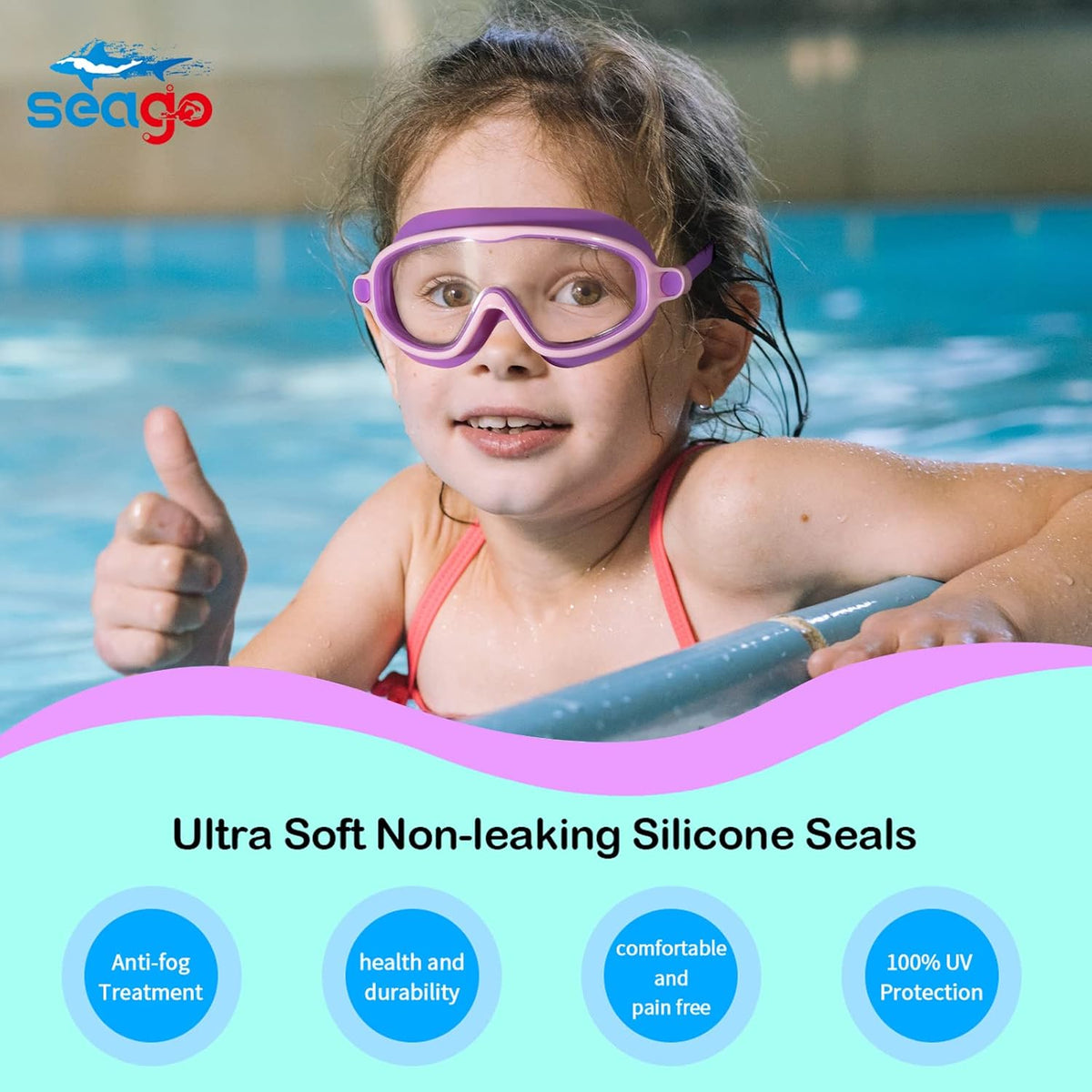 Skiennix Kids Swimming Goggles - Anti-Fog, UV Protection, Watertight Design | 2-Pack for Ages 3-15