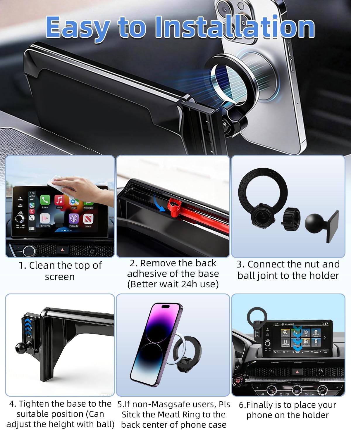 PZK Car Phone Mount for 10th Gen Honda Accord 2018-2022 8-inch Screen