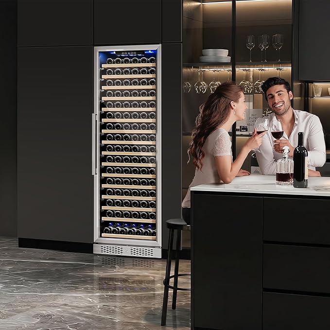 ROVSUN 24'' Wine Cooler Refrigerator, 171 Bottles Wine Fridge with Professional Temperature Control System, Large Capacity Built-in Wine Cellar with Touch Panel Control for Wine Enthusiast, Restaurant