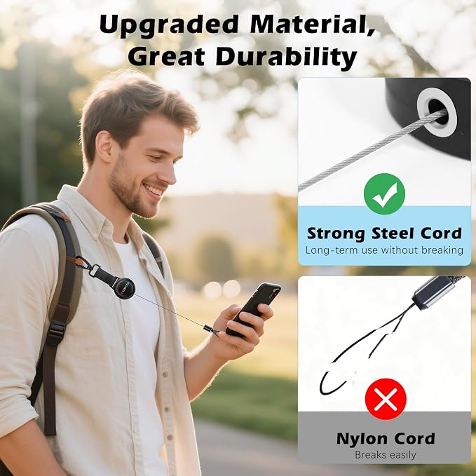 MoKo Anti-theft Phone Tether, Phone Lanyard Retractable Steel Line Cellphone