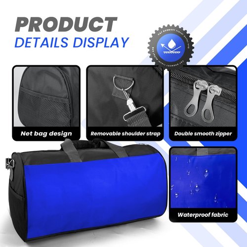 C&F BOGMOST Travel Duffel Bag - Large Waterproof Gym Bag for Men & Women | Lightweight Blue Oxford Cloth