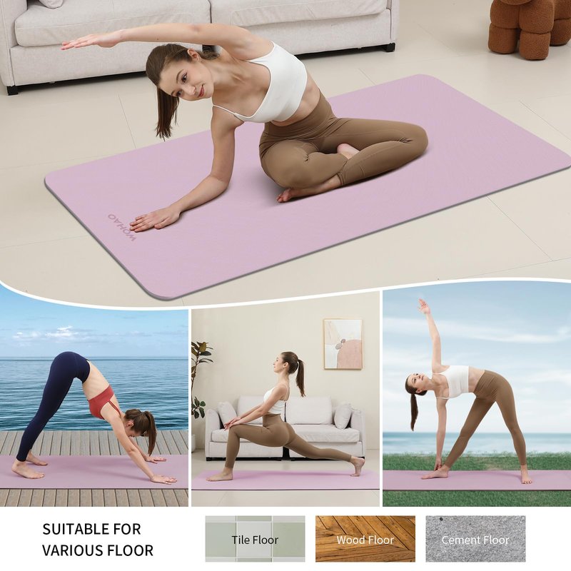 WOHAO Extra Thick 8mm Yoga Mat, 72"x28" Non Slip Exercise Mat, Reversible 2-Sided Dual Color Premium POE Material, with Carrying Strap for Yoga, Pilates, Home Gym