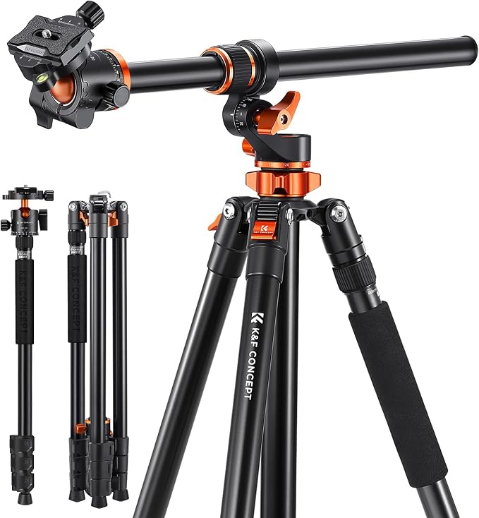 K&F CONCEPT 90''/230cm Ultra High Camera Tripod T254A7+BH-28L | Horizontal