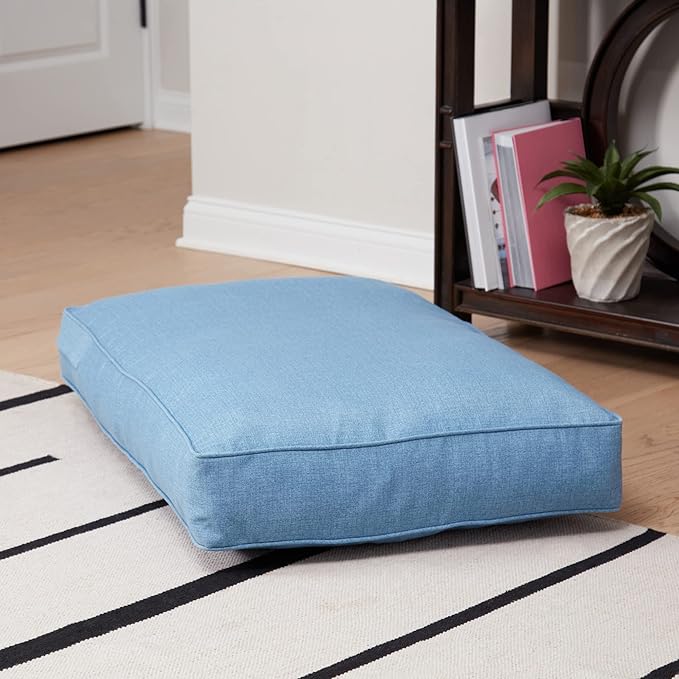 Charlie Rectangle Indoor/Outdoor Pillow Style Dog Bed, Denim, Small (24" x 36")