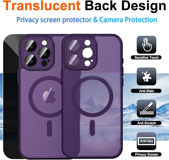 for iPhone 14 Pro Case with Privacy Screen Protector and Camera Protection