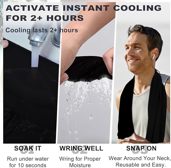 Cooling Towels 43.3" x 15.7" - Ice Towel, Sweat Towel, Cooling Towels for Neck & Face & Cooling Neck Wraps for Summer Heat - Neck Cooler for Quick Cool Down for Gym, Running, Golf, Yoga & Sports