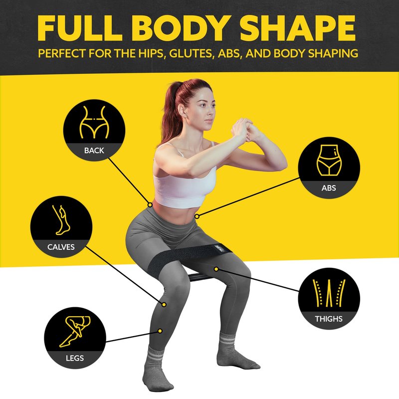 Tribe Lifting Resistance Bands for Working Out - 3 Pack Fabric Workout Bands for Women and Men - Booty Bands for Legs and Glute - Non Slip Exercise Bands Set for Squat Hip Thigh (Gray)