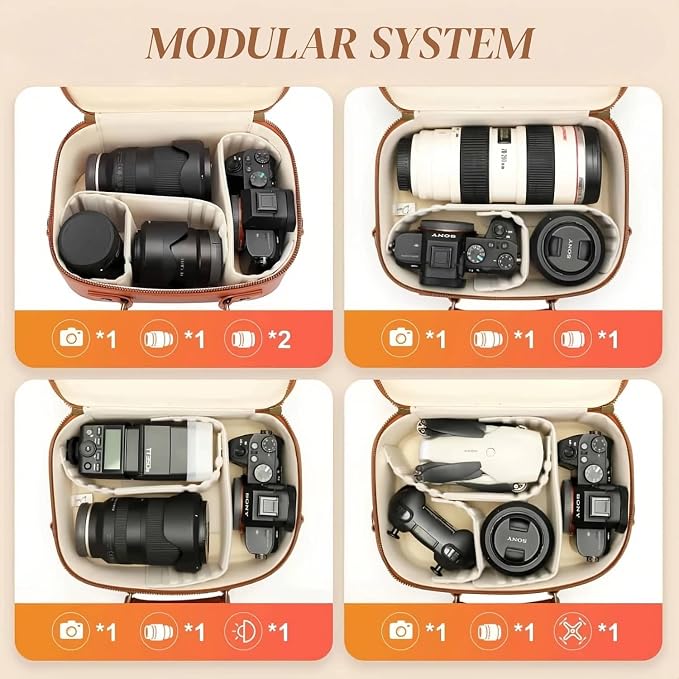 Camera Sling Bag, Waterproof PU Leather Crossbody Camere Bag