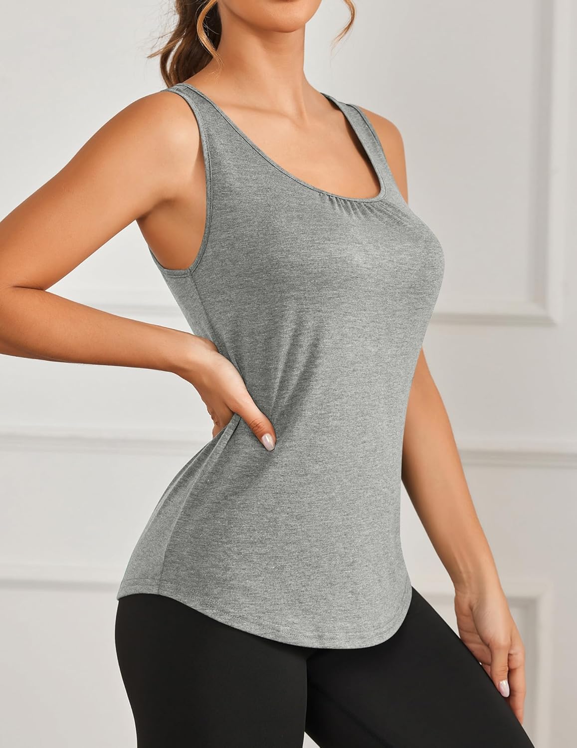 PINSPARK Workout Tops for Women - Lightweight Racerback Tank Shirts | 2-Pack S-3XL for Yoga & Gym