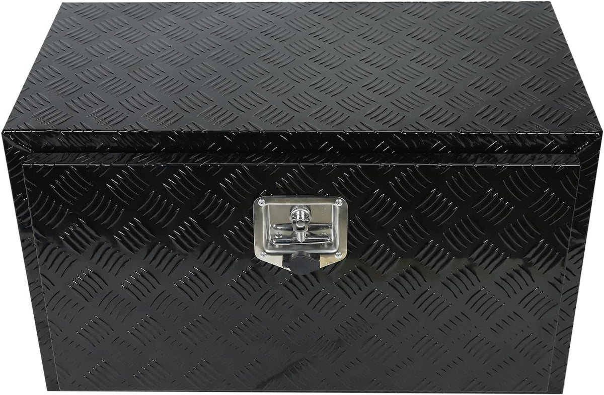30"x17"x17.75" Black Aluminum Pickup Truck Bed Tool Box underbody Trailer Storage Box Flatbed Tool Box and Lock Keys