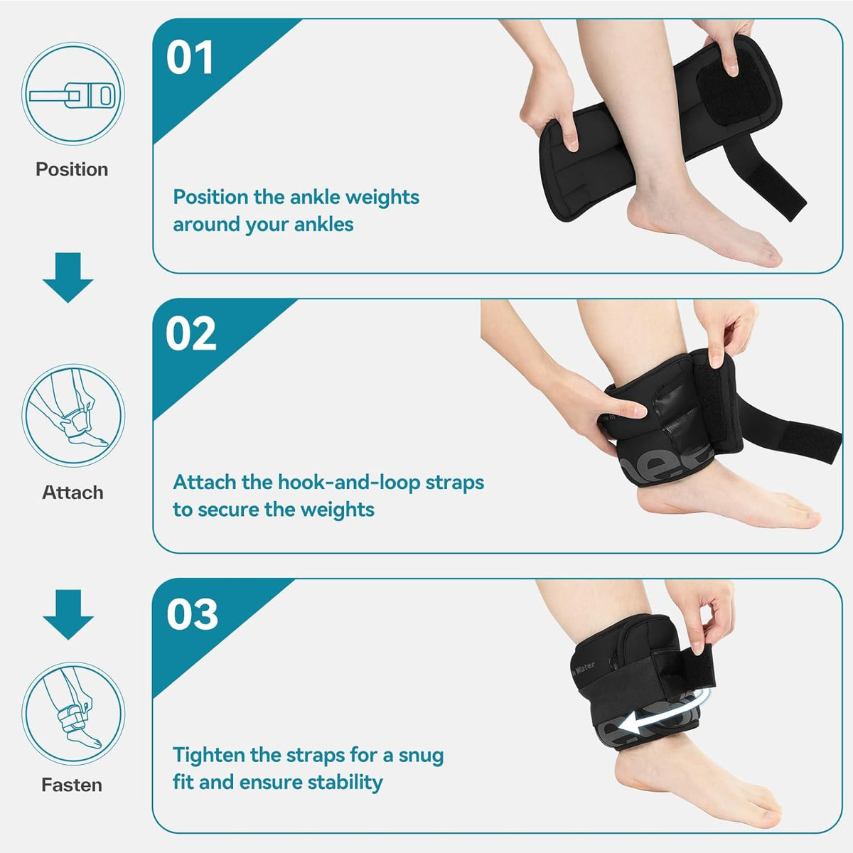 Sportneer Ankle Weights - Comfortable 4/10 lbs Pair for Strength Training, Running & Fitness
