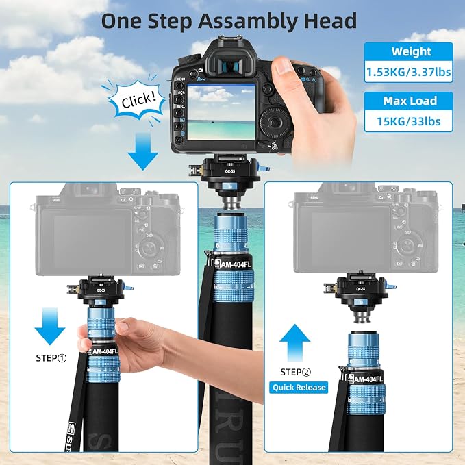 SIRUI 75.8" Monopod with Feet, Professional Aluminum Travel Monopod