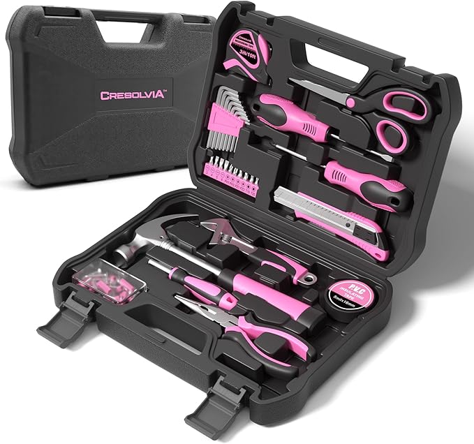 Pink Tool Kit 69 Piece Tool Kit for Women Small Basic Hand Tool Box Home Tool Set Perfect for Ladies and Girls with General Home Repairs, DIY Project,Office and College Dormitory Use