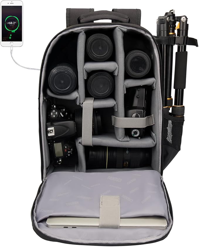 CADeN Camera Backpack Bag with Laptop Compartment 15.6"