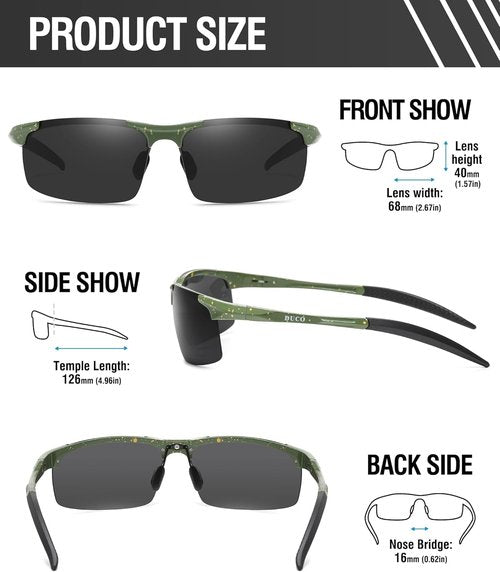 DUCO Men's Polarized Sports Sunglasses - UV Protection | Stylish & Durable 8177S Model