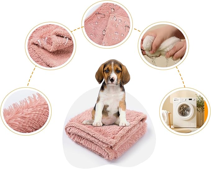 Pink Fluffy Waterproof Dog Blanket Long Faux Fur 85x57in Big Pet Blankets Cozy Warm Couch Mat King Size Bed Cover Washable(Pink,XL-85 * 57in)
