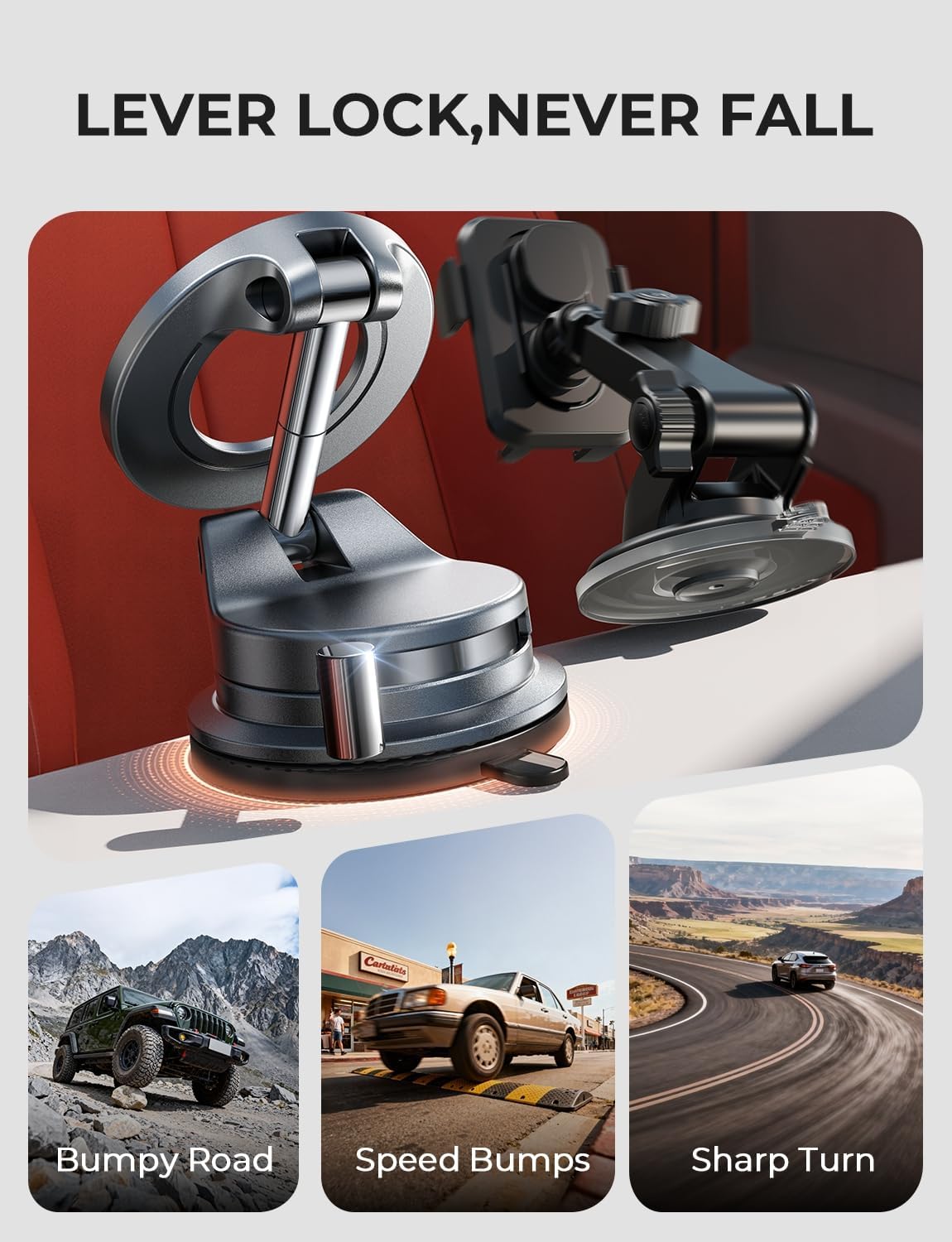 LISEN 2 Pack for MagSafe Car Mount for iPhone 18 Pro Max, Suction Phone Mount Vacuum, Magnetic Phone Holder for Car, Magnetic Car Phone Mount, Car Mount for iPhone Holder for Car Gifts iPhone 18 17