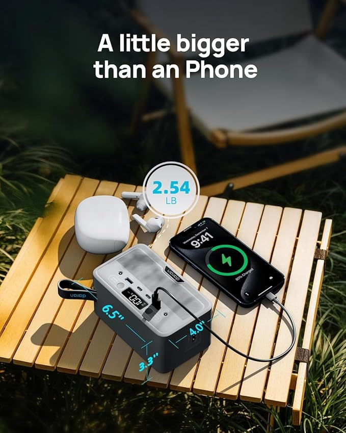 DARAN Portable Power Station 100W with 25W Solar Panel LiFePO4 Battery Power Bank with110V AC Outlets Solar Generator Fast Charging for Hurricane Emergency,Outdoor Use,Off-Grid traveling