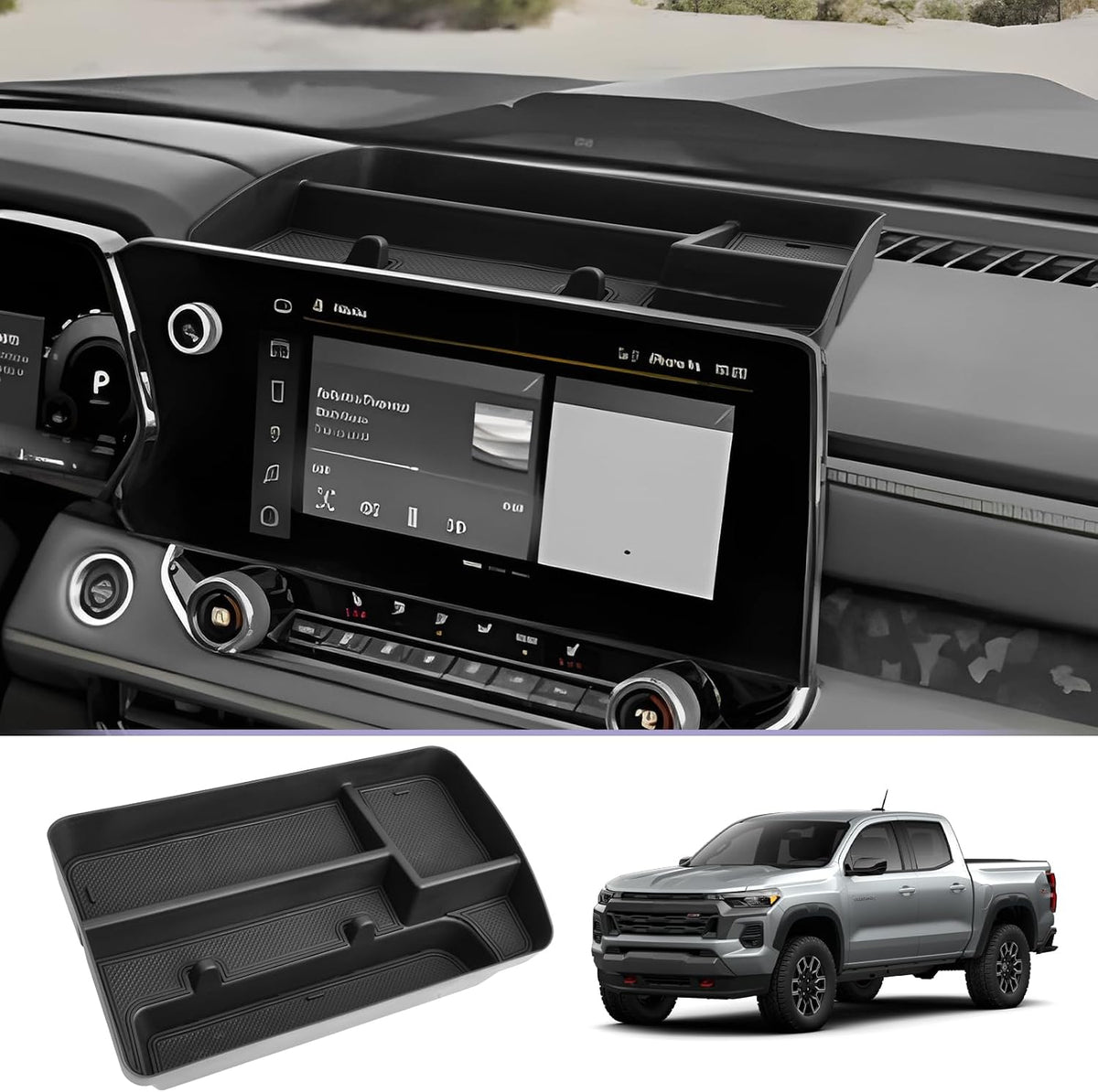 LUWU Dashboard Tray for 2023 2024 2025 2026 Chevy Colorado & GMC Canyon Armrest Storage Box Armrest Organizer Console Organizer Tray 2025 2026 Colorado GMC Canyon Accessories (NOT for Canyon AT4X)
