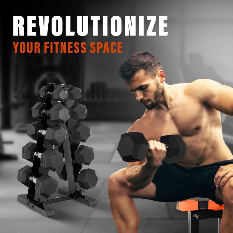 YES4ALL Dumbbell Rack Stand Only, 5 Tier A Frame Weight Rack for 5-25 LB Dumbbells