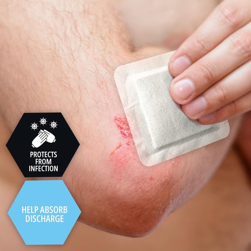 MED PRIDE Waterproof Silicone 6'' X 6'' Foam Wound Dressing (10-Count) Sterile, Adhesive Border | Home or Emergency Healing Support | Partial or Shallow Drainage Coverage
