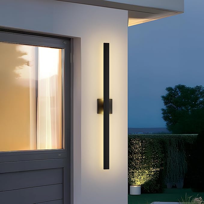 LamQee 39.4 Inch Aluminum Long Outdoor Modern LED Wall Light 3000K 2300LM, Slim Linear Exterior Lighting Fixtures Wall Mount, Waterproof Black Outside Sconce for House Porch Patio Garage Door Yard