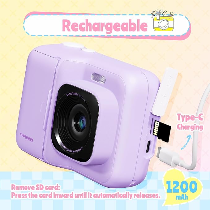 Instant Print Camera for Kids, Christmas Birthday Gifts for Girls Boys Age 3-12