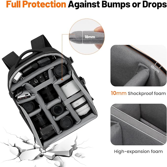 Cwatcun DSLR Camera Backpack，Large DSLR Camera Bag