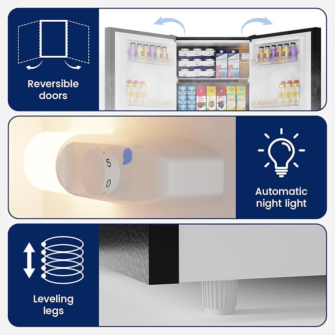 Apartment 7.1 Cu.Ft Refrigerator with Bottom Freezer Black | Office Fridge with Bottom Freezer, Large Capacity, Energy Saving, Adjustable Thermostat, Low Noise