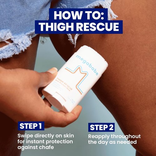 Megababe Thigh Rescue Anti-Chafe Stick - Prevent Skin Chafing & Irritation | Ideal for Thighs, Arms & Bra-Lines