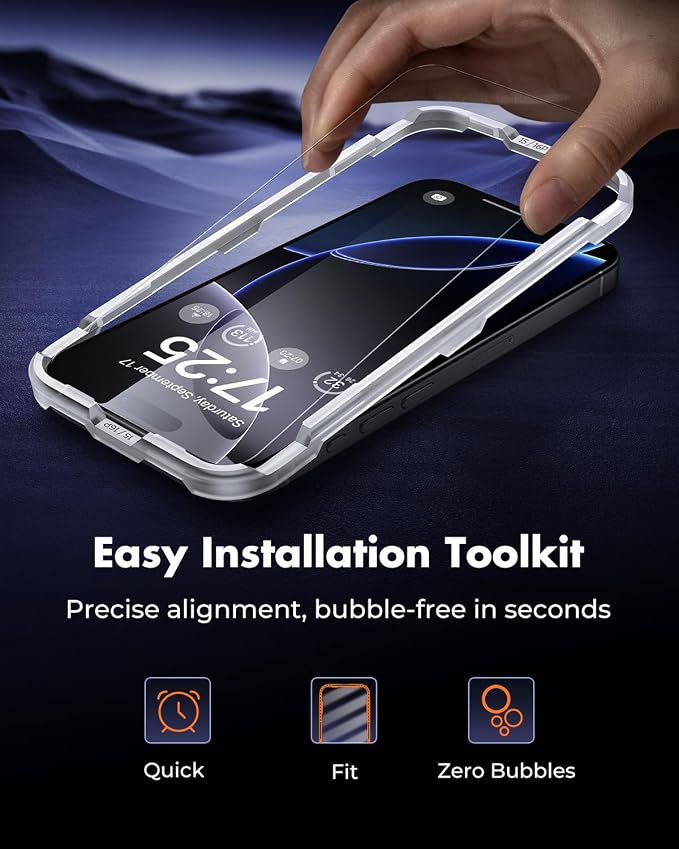 UNBREAKcable iPhone 16 Pro Screen Protector 3-Pack, Upgraded Dual-Tempered
