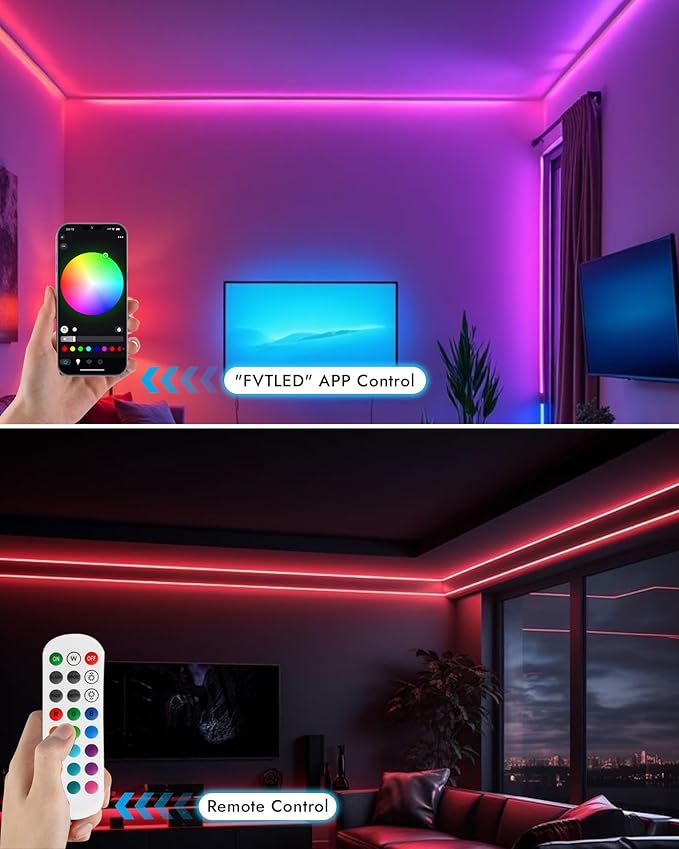 INDARUN RGBW COB Led Light Strip 32.8FT/10M, 12mm Flexible Led Tape Light 6720LEDs, 24V/8A, COB Led Light 3000K/5000K Dimmable, Bright Smart Led Strip Lights for Bedroom, TV Backlight