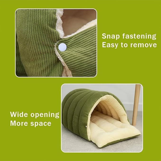 CutyPet Winter Cave,Warmth Cozy Comfort Plush Pet Cave,Cute Cozy Safe Hideaway Cat Bed with Removable Cushion,Warm Soft Removable Washable for Cats and Dogs (Purple Plaid, L:25.59 * 15.74 * 11.02 in)