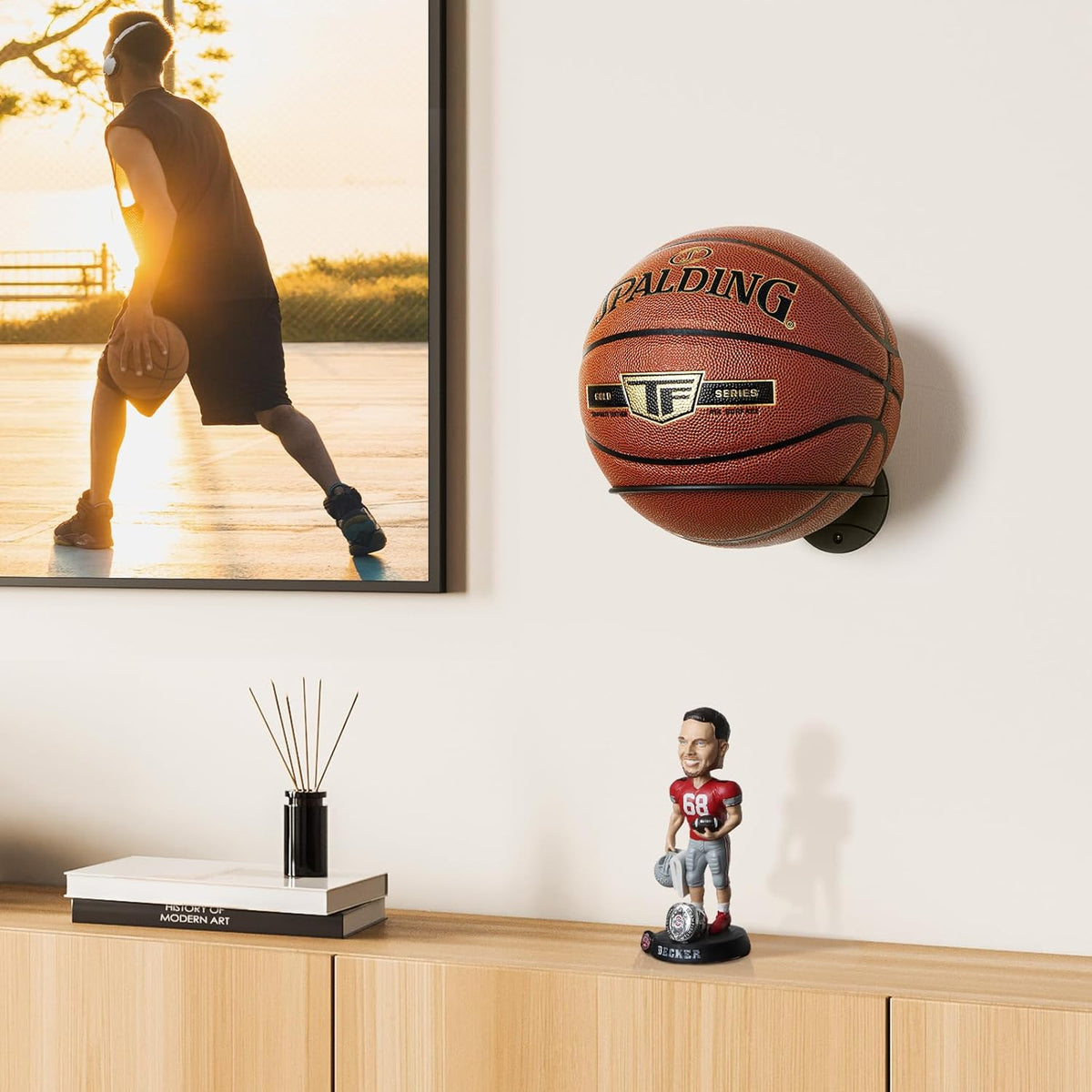 PUERSI Wall Mount Ball Holder - Versatile Display Storage for Basketball, Football, Soccer, Volleyball