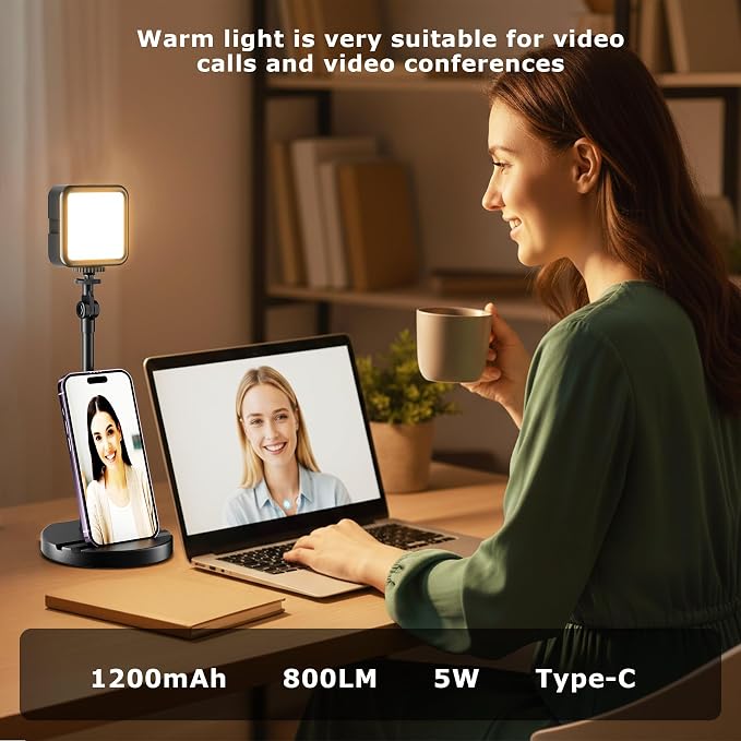 2-Pack Portable Rechargeable LED Video Light, Battery Powered Photography