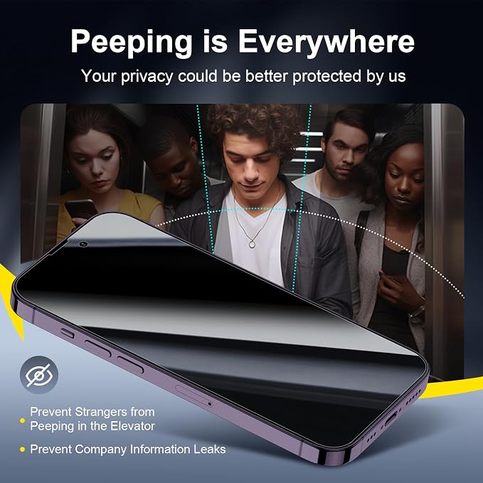 NEW'C 3x Privacy for iPhone 14 Pro Screen Protector+ 3x Camera Lens Protector
