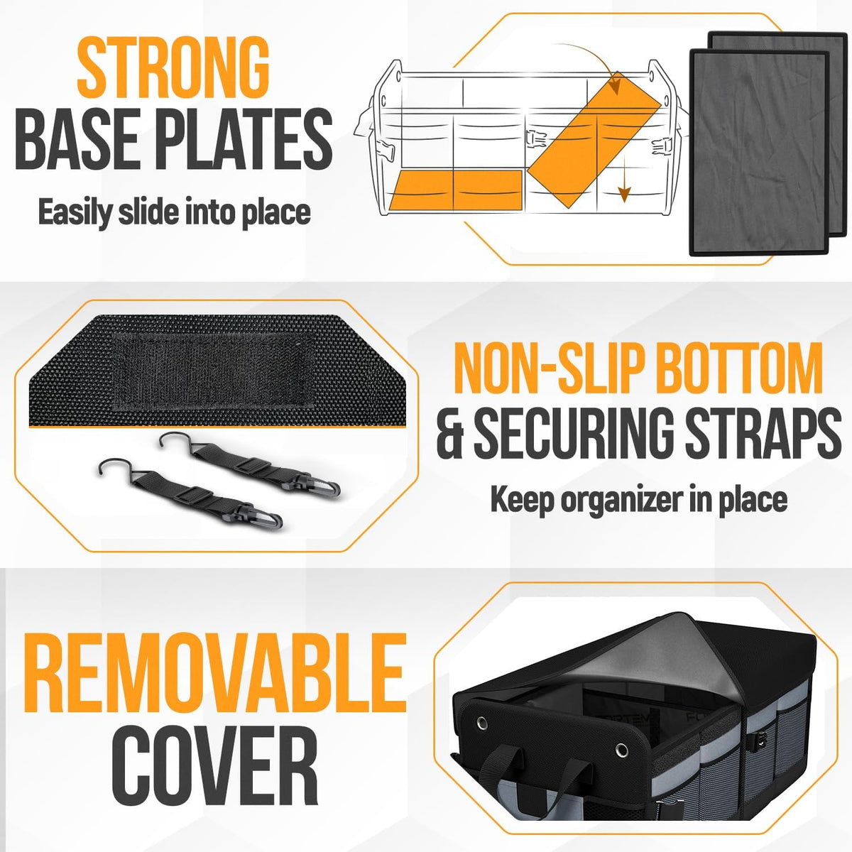 FORTEM Trunk Organizer - Collapsible Car Organizer & Storage Bag for SUVs
