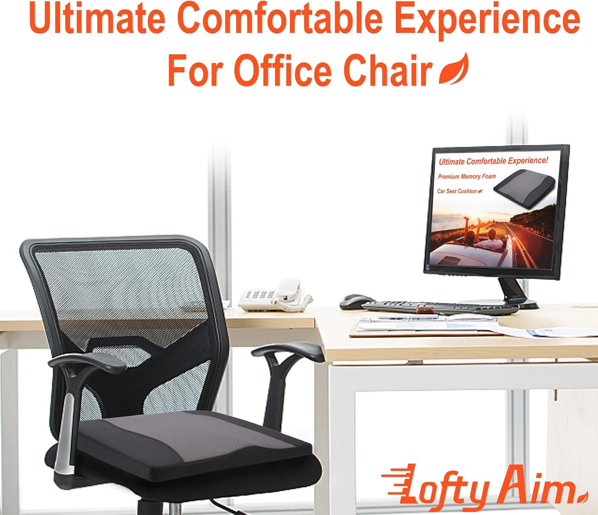 Lofty Aim Car Seat Cushion, Memory Foam Car Seat Cushions for Long Driving