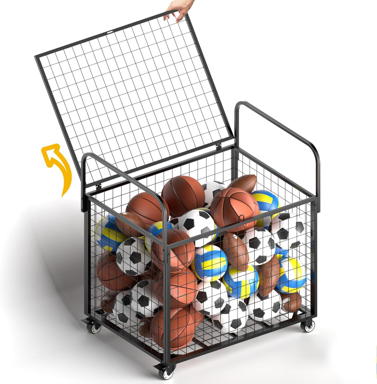 Skiennix Basketball Cart - Mobile Sports Equipment Organizer with Wheels | Durable Metal Storage for Indoor/Outdoor Use