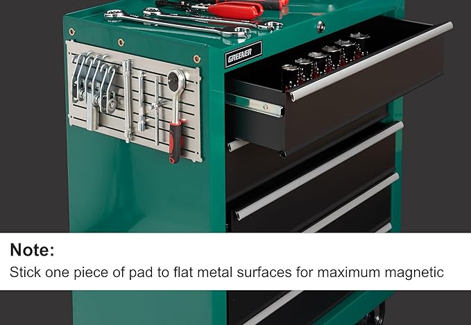 Magnetic Tool Holder & Pad, Mechanic Tool Tray, Magnetic Parts Mat, Automotive Organizer for Screws, Bolts, Wrench and Socket, Super Strong Magnets Stay Vertical, Horizontal and Upside Down (Set of 4)