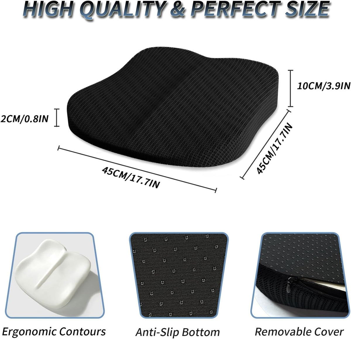 Wedge Car Seat Cushions for Driving, Adult Booster Seat Cushion for Car Truck Driver, Memory Foam Butt Cushion for Office Chair Wheelchair Home, Mesh Black